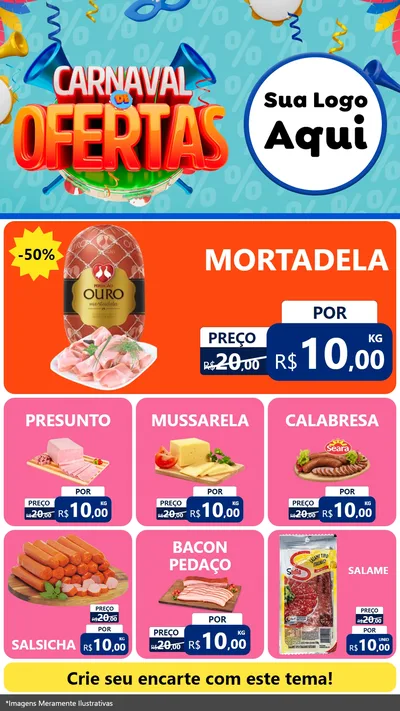Modelo de Rede Social para Stories com o tema Carnaval de Ofertas para Frios e Laticínios