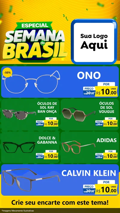 Modelo de TV para TV Vertical com o tema Especial Semana do Brasil para Óticas