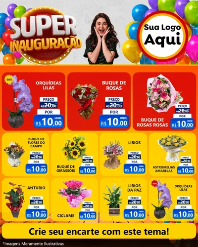 Modelo de Rede Social para Feed Instagram com o tema Super Inauguração para Floricultura e jardim