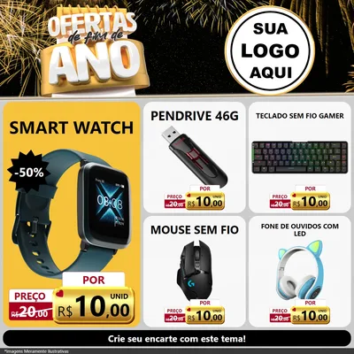 Modelo de Rede Social para Feed Facebook com o tema Ofertas de Fim de Ano para Informática