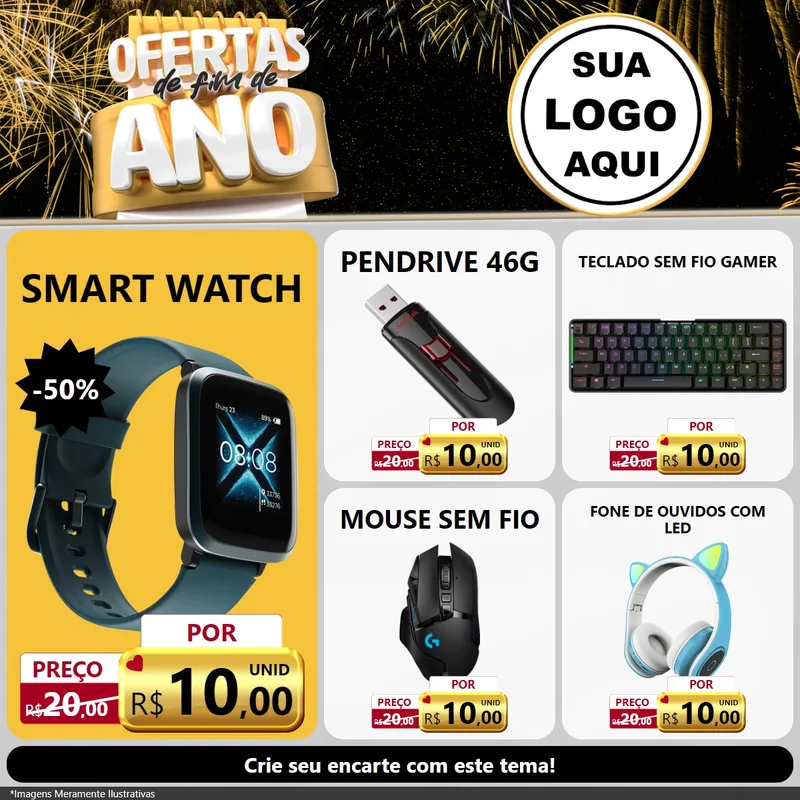 Modelo de Rede Social para Feed Facebook com o tema Ofertas de Fim de Ano para Informática
