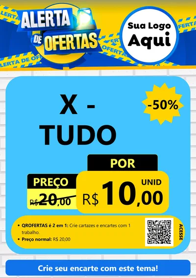 Modelo de Cartaz para Cartaz A4 Vertical com o tema Alerta de Ofertas para Hamburgueria