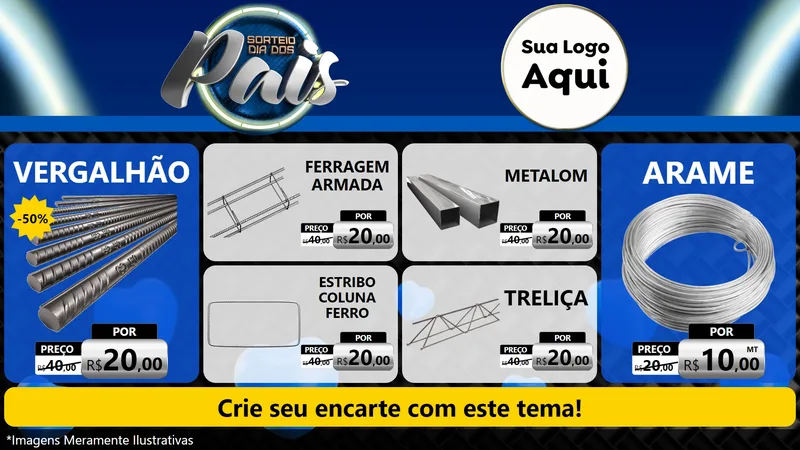 Modelo de TV para TV Horizontal com o tema Sorteio Dia Dos Pais para Ferragens
