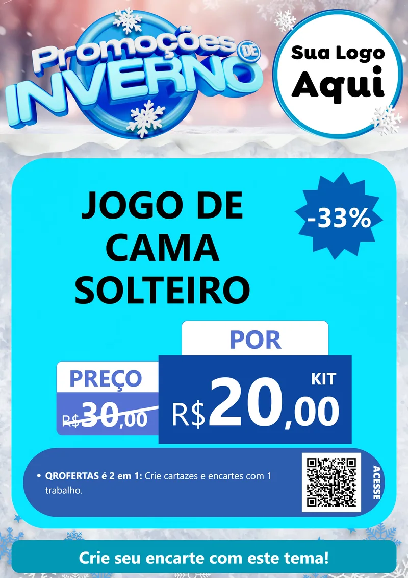 Modelo de Cartaz para Cartaz A4 Vertical com o tema Promoções de Inverno para Cama, Mesa e Banho