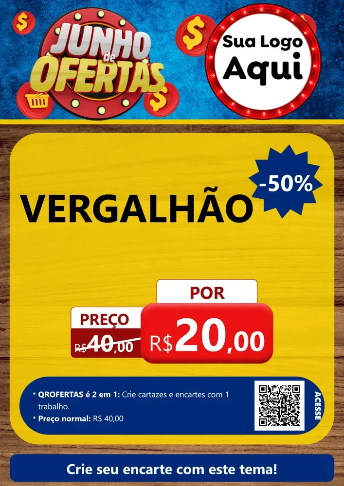 Modelo de Cartaz para Cartaz A4 Vertical com o tema Junho de Ofertas para Ferragens