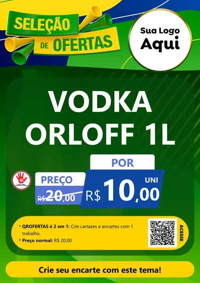 Modelo de Cartaz para Cartaz A4 Vertical com o tema Seleção de Ofertas - Copa para Distribuidora de bebidas