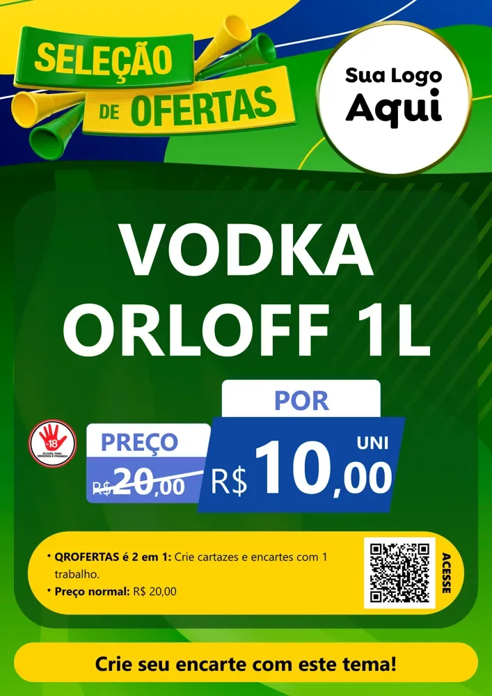 Modelo de Cartaz para Cartaz A4 Vertical com o tema Seleção de Ofertas - Copa para Distribuidora de bebidas