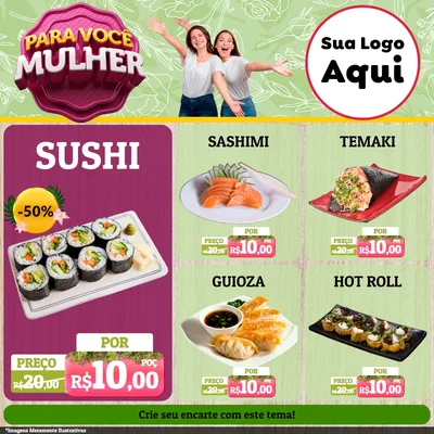 Modelo de Rede Social para Feed Facebook com o tema Para Você Mulher para Comida japonesa