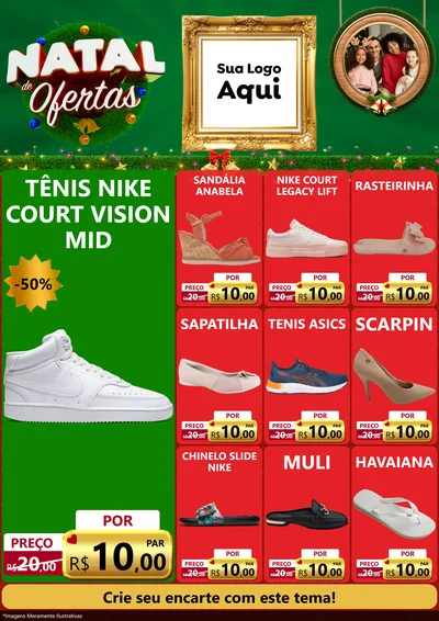 Modelo de Encarte para Encarte A4 Vertical com o tema Natal de Ofertas para Calçados