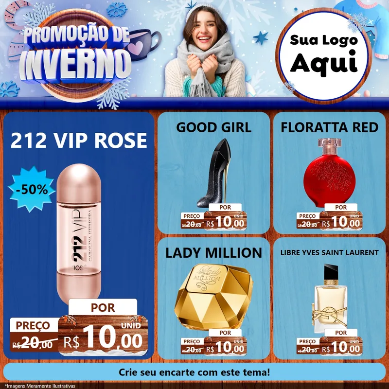 Modelo de Rede Social para Feed Facebook com o tema Promoção de Inverno para Perfumes