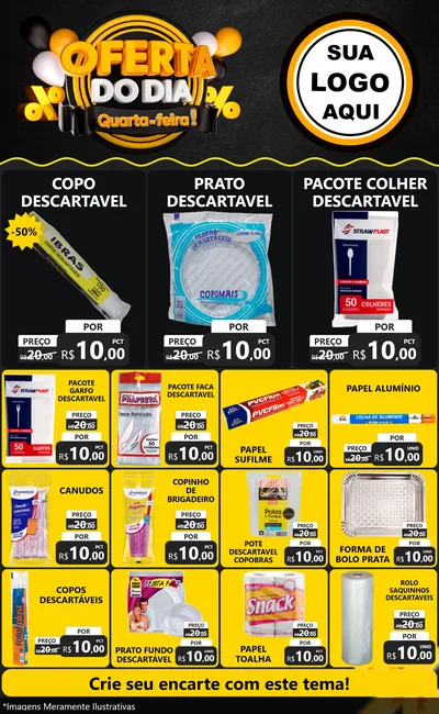 Modelo de Encarte para Encarte Grande com o tema Oferta do Dia - Quarta Feira! para Embalagens