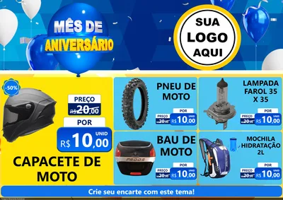 Modelo de Encarte para Encarte A4 Horizontal com o tema Mês de Aniversário para Moto peças