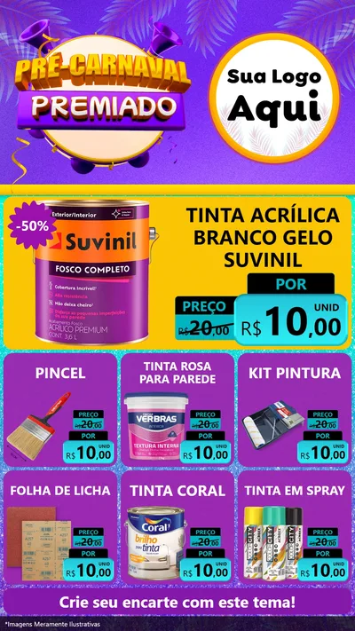 Modelo de Rede Social para Stories com o tema Pré-Carnaval Premiado para Tintas e Ferramentas