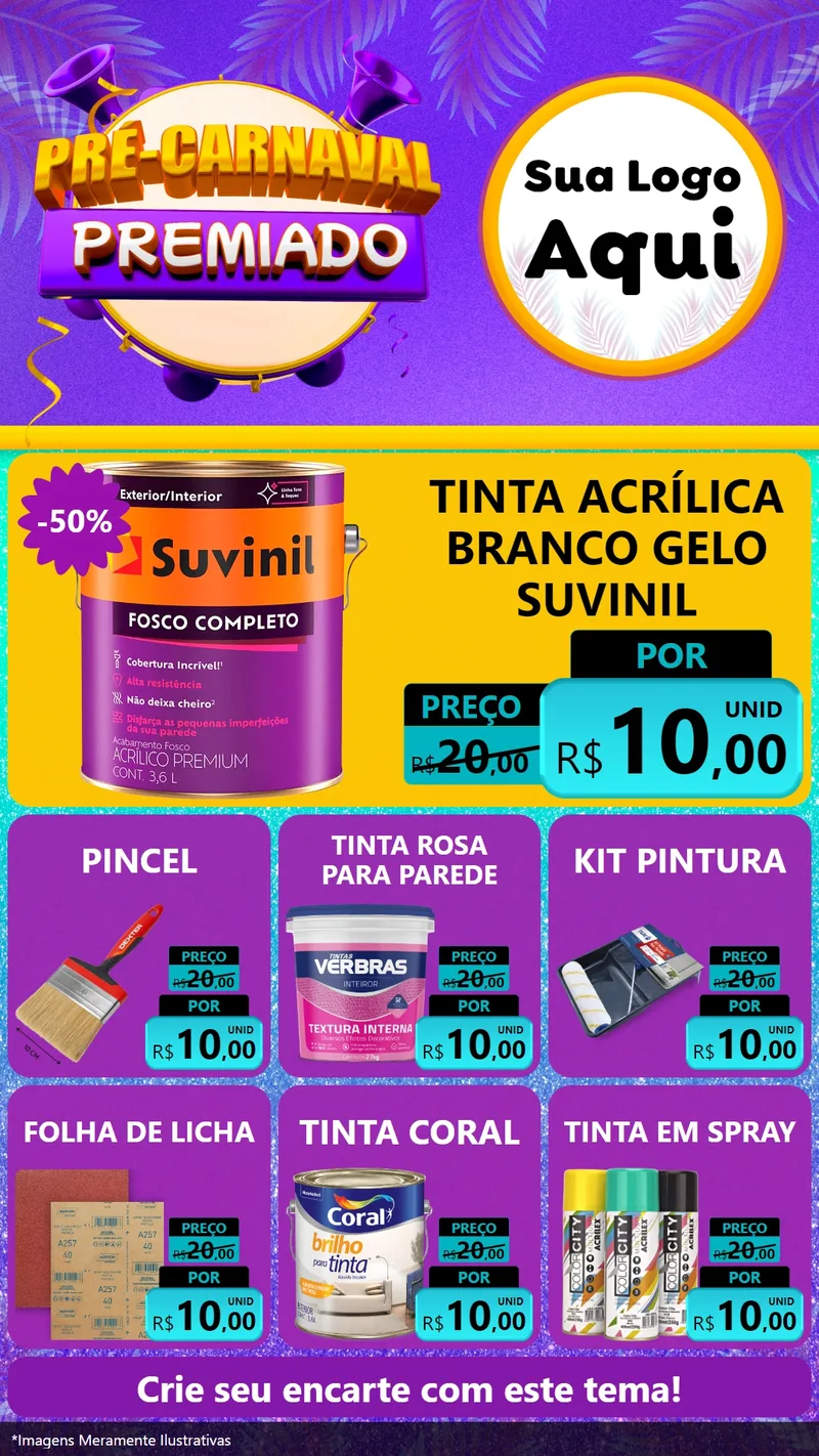 Modelo de Rede Social para Stories com o tema Pré-Carnaval Premiado para Tintas e Ferramentas
