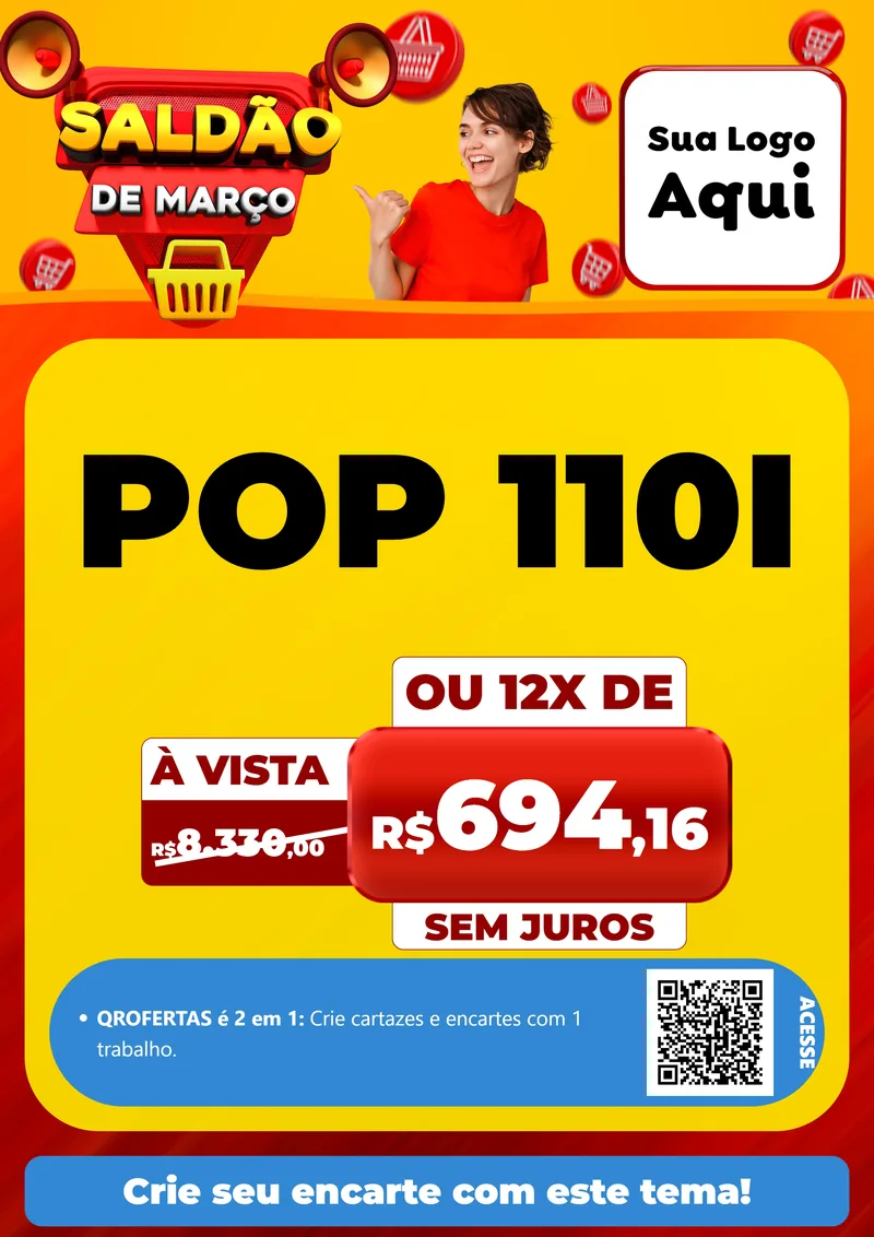 Modelo de Cartaz para Cartaz A4 Vertical com o tema Saldão de Março para Concessionaria de Motos