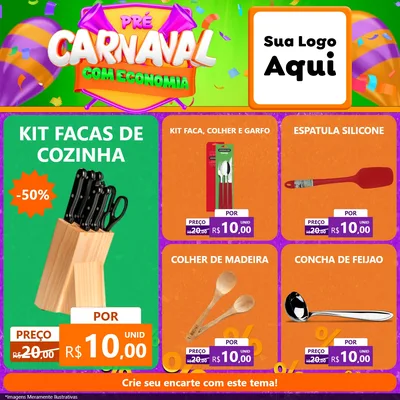 Modelo de Rede Social para Feed Facebook com o tema Pré-Carnaval Com Economia para Utilidades Domésticas