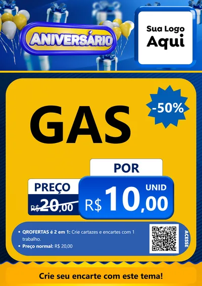 Modelo de Cartaz para Cartaz A4 Vertical com o tema Aniversário para Água e gás
