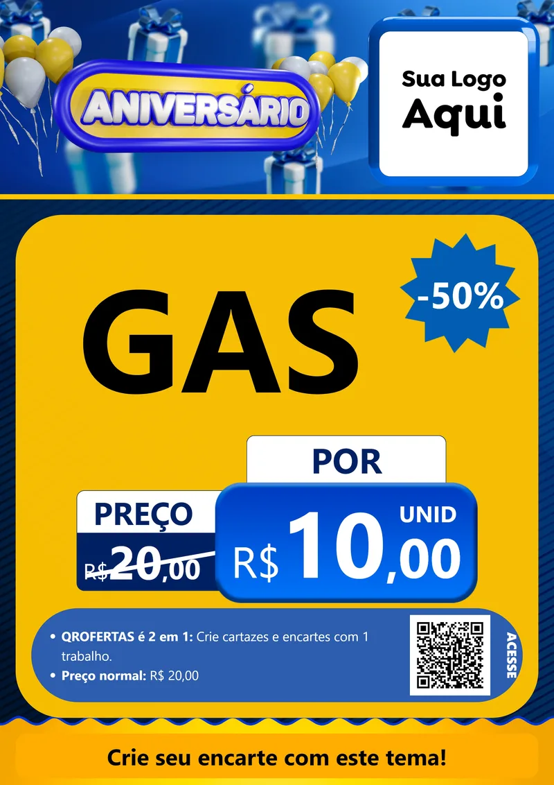 Modelo de Cartaz para Cartaz A4 Vertical com o tema Aniversário para Água e gás