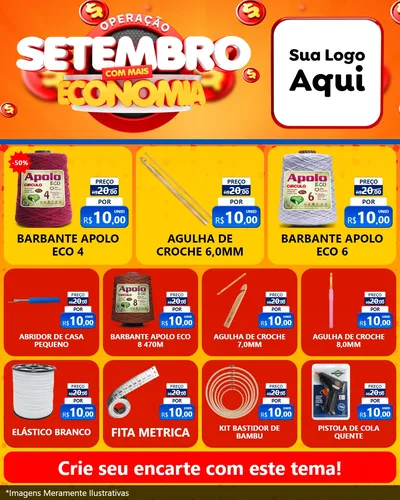 Modelo de Rede Social para Feed Instagram com o tema Operação Setembro Com Muita Economia para Armarinho e Aviamentos