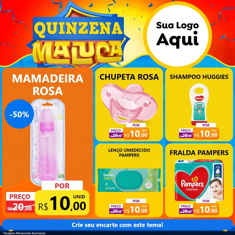 Modelo de Rede Social para Feed Facebook com o tema Quinzena Maluca para Bebês