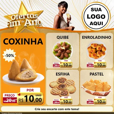 Modelo de Rede Social para Feed Facebook com o tema Ofertas Fim de Ano para Salgadaria
