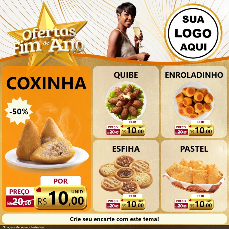 Modelo de Rede Social para Feed Facebook com o tema Ofertas Fim de Ano para Salgadaria