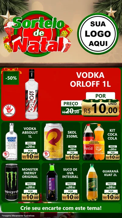 Modelo de Rede Social para Stories com o tema Sorteio de Natal para Distribuidora de bebidas