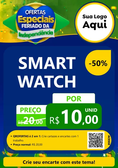 Modelo de Cartaz para Cartaz A4 Vertical com o tema Ofertas Especiais Feriado da Independência para Informática