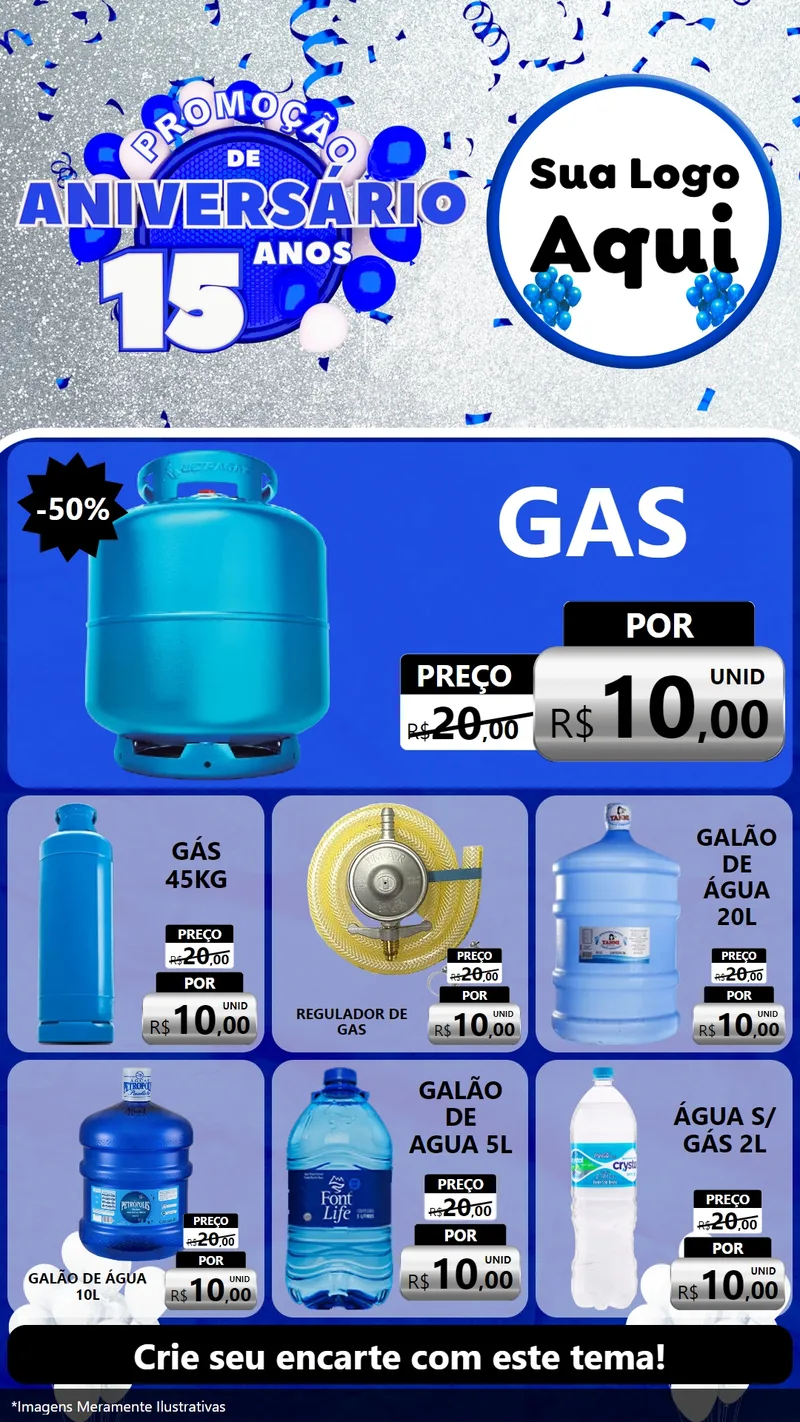 Modelo de Rede Social para Stories com o tema Promoção de Aniversário - 15 Anos para Água e gás