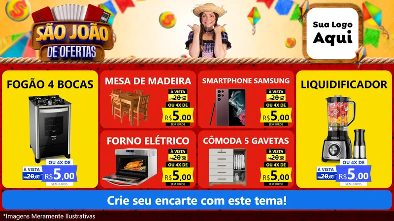 Modelo de TV para TV Horizontal com o tema São João de Ofertas para Móveis e Eletro