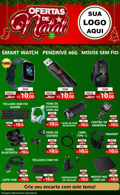 Modelo de Encarte para Encarte Grande com o tema Ofertas de Natal para Informática