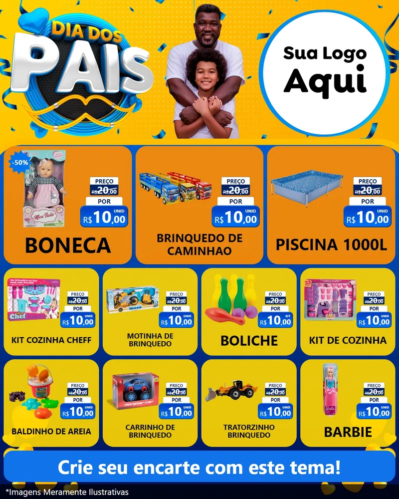 Modelo de Rede Social para Feed Instagram com o tema Dia dos Pais para Brinquedos