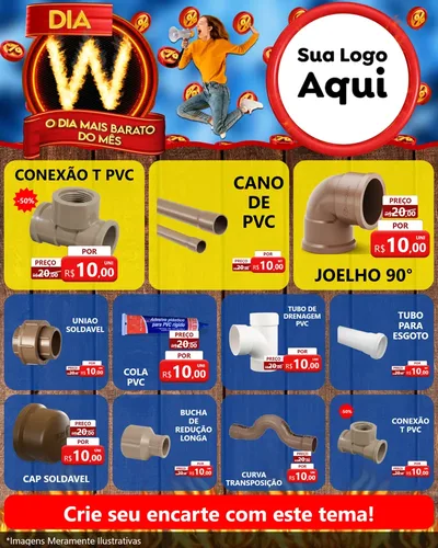 Modelo de Rede Social para Feed Instagram com o tema Dia W - O Dia Mais Barato Do Mês para Tubos e conexões