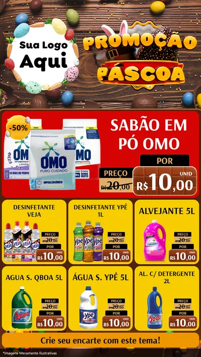 Modelo de Rede Social para Stories com o tema Promoção Páscoa para Produtos de Limpeza