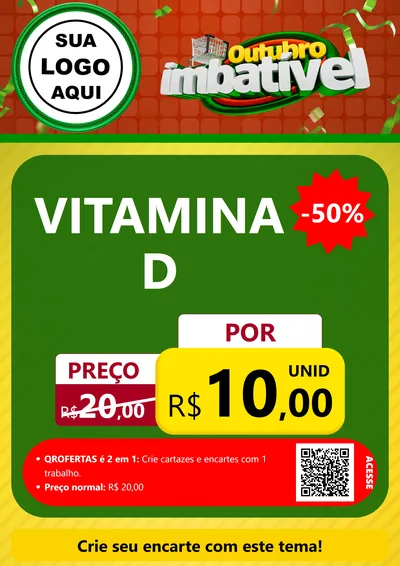 Modelo de Cartaz para Cartaz A4 Vertical com o tema Outubro Imbatível para Farmácia