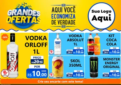 Modelo de Encarte para Encarte A4 Horizontal com o tema Grandes Ofertas para Distribuidora de bebidas