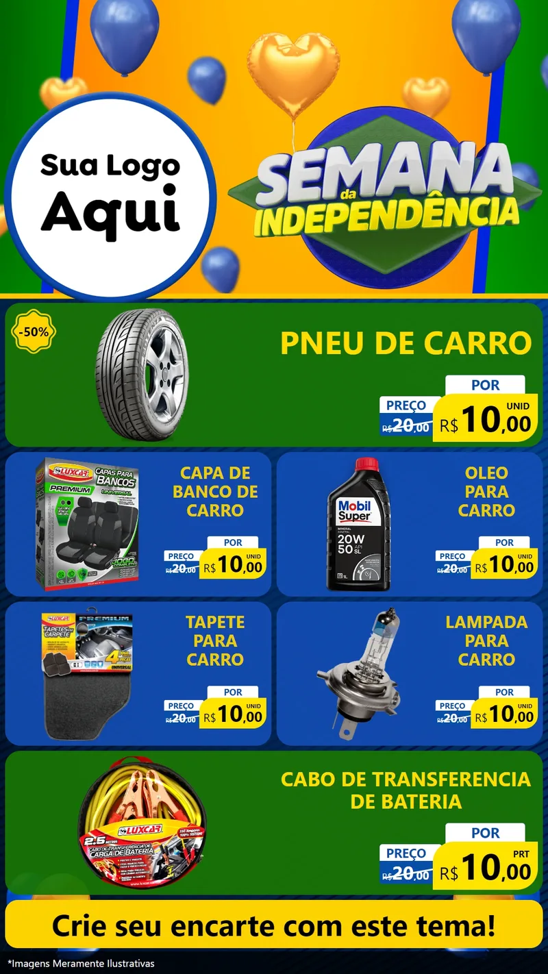 Modelo de TV para TV Vertical com o tema Semana da Independência para Auto peças