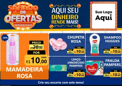 Modelo de Encarte para Encarte A4 Horizontal com o tema Sábado de Ofertas Imperdíveis para Bebês