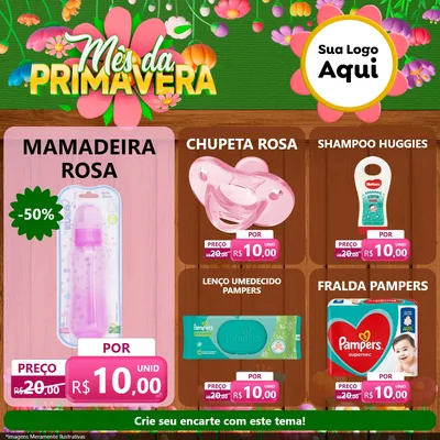 Modelo de Rede Social para Feed Facebook com o tema Mês da Primavera para Bebês