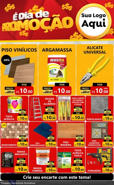 Modelo de Encarte para Encarte Grande com o tema É Dia De Promoção para Material para Construção
