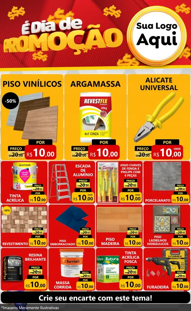 Modelo de Encarte para Encarte Grande com o tema É Dia De Promoção para Material para Construção