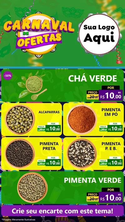 Modelo de TV para TV Vertical com o tema Carnaval de Ofertas para Produtos Naturais