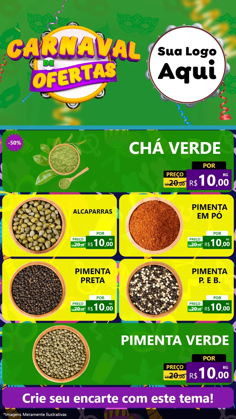 Modelo de TV para TV Vertical com o tema Carnaval de Ofertas para Produtos Naturais