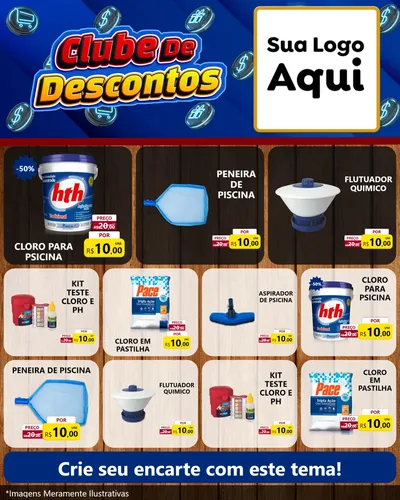 Modelo de Rede Social para Feed Instagram com o tema Clube de Descontos para Produtos para Piscina