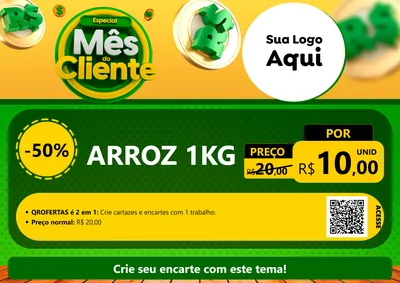 Modelo de Cartaz para Cartaz A4 Horizontal com o tema Especial Mês do Cliente para Supermercado