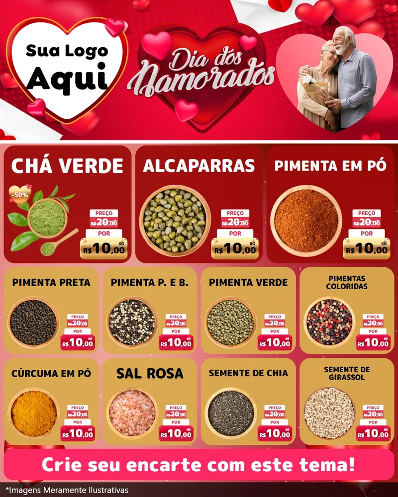 Modelo de Rede Social para Feed Instagram com o tema Dia Dos Namorados para Produtos Naturais