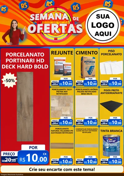 Modelo de Encarte para Encarte A4 Vertical com o tema Semana de Ofertas para Pisos e revestimentos