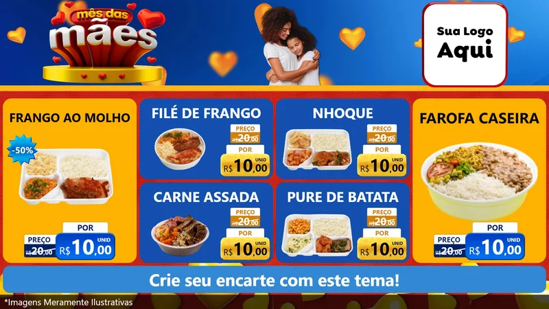 Modelo de TV para TV Horizontal com o tema Mês das Mães para Restaurante