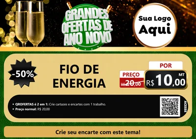 Modelo de Cartaz para Cartaz A4 Horizontal com o tema Grandes Ofertas de Ano Novo para Materiais Elétricos