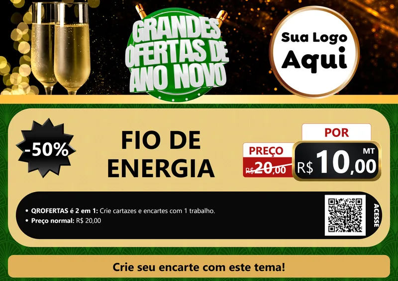 Modelo de Cartaz para Cartaz A4 Horizontal com o tema Grandes Ofertas de Ano Novo para Materiais Elétricos